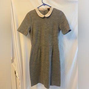 J. Crew grey dress with Peter Pan collar
